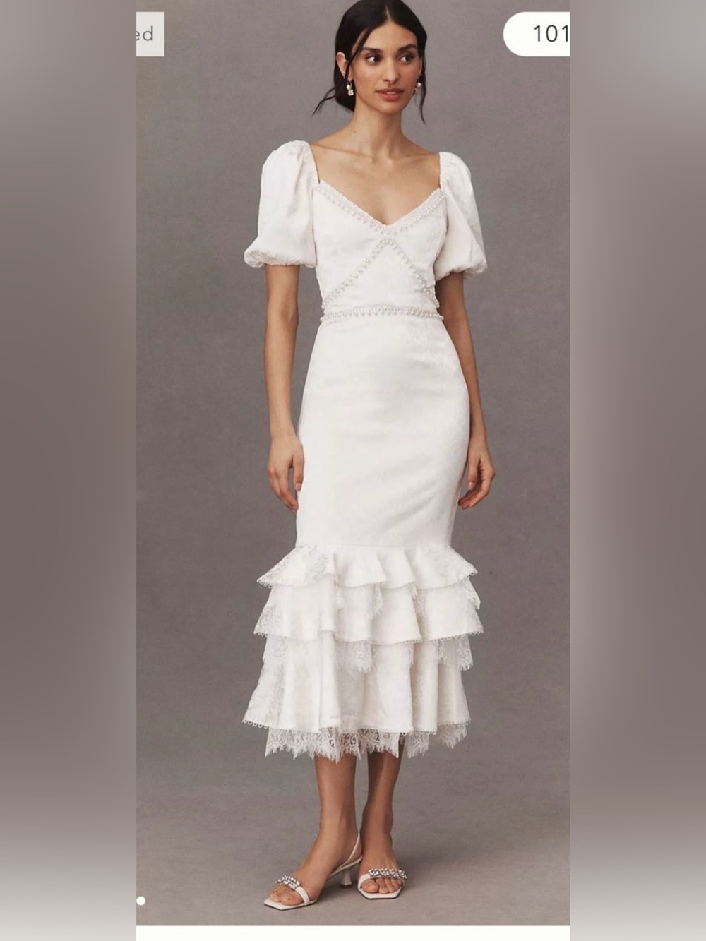 ANTHROPOLOGIE  V CHAPMAN MIDI DRESS White Floral Maxi Dress Size 6